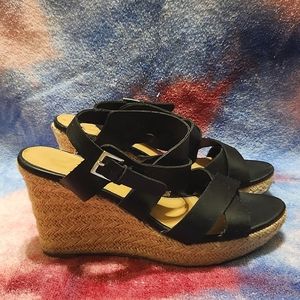 Report Black Espadrille Wedges